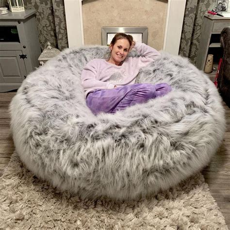 giant bean bag fake fur|giant bear bean bag round.